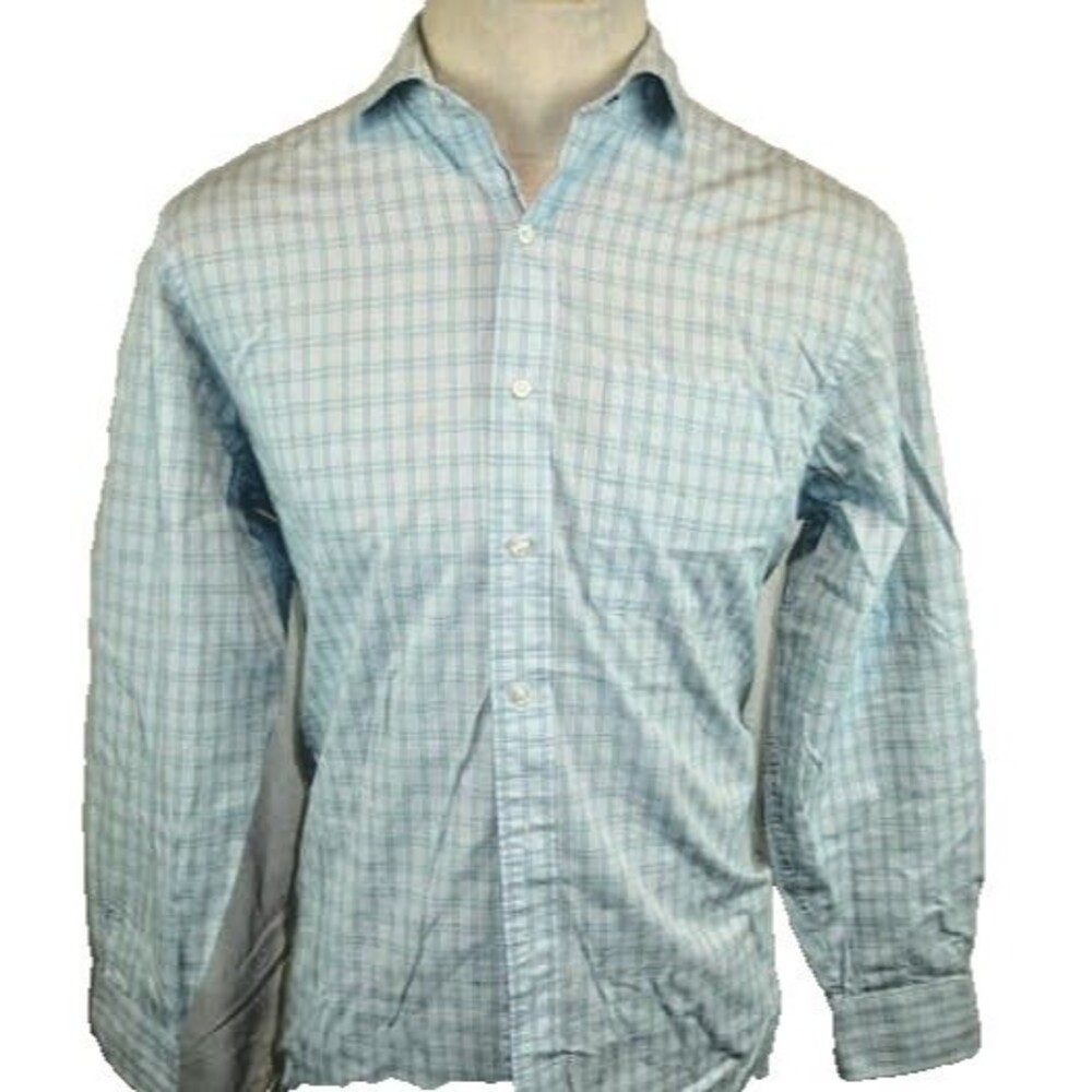 Mens Tommy Hilfiger Green Check  Cotton NoIron Oxford LS Casual Shirt sz 15x32/3